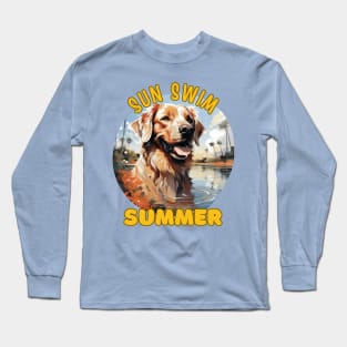 The Golden Retriever Dog's Vacation. Sun Swim Summer. Long Sleeve T-Shirt